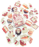 kawaii rabbit rabbits bunny bunnies sticker stickers flake flakes mini box of 45 cute stationery pink red food basket carrot picnic drink