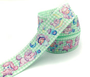 mint green gingham kawaii grosgrain ribbon ribbons 25mm yard uk cute pastel unicorn unicorns moon girl craft supplies