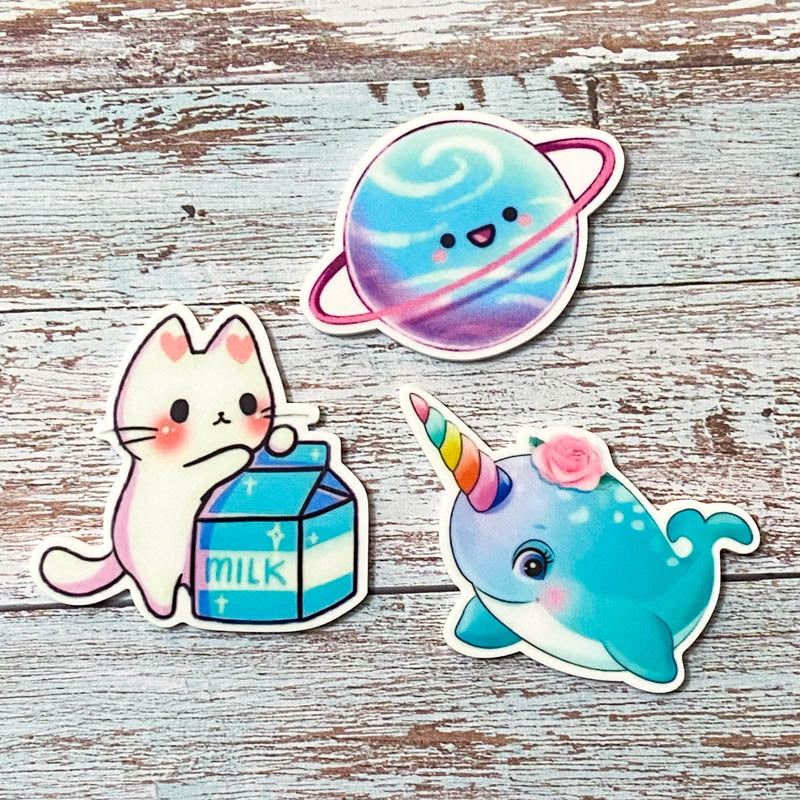 acrylic planar flat back flatback fb fbs embellishment uk cute kawaii craft supplies turquoise rainbow narwhal cat milk carton planet saturn uranus neptune white glossy 