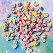 10mm rainbow stripes striped polymer clay bead beads set heart hearts pink uk cute kawaii craft supplies crafts stripy colourful 