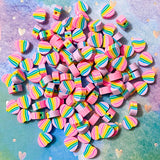 PINK RAINBOW HEART Polymer Clay Beads Set of 8 10mm