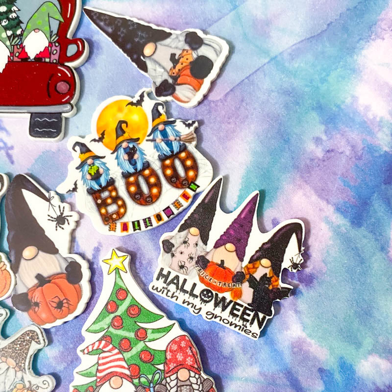 halloween christmas festive gnome gnomes gonk planar flat back fb flatback embellishments cute kawaii uk craft supplies witch wizard pumpkin car hat potion tree spiders boo white plastic resins