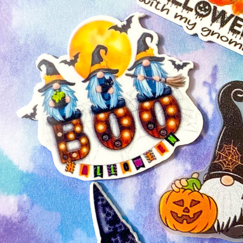 HALLOWEEN & FESTIVE GNOME Acrylic Flat Back x 2