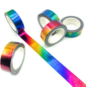 metallic rainbow foil foiled washi tape 10m rainbows colours cute stationery uk addict tapes roll bright planner supplies  kawaii