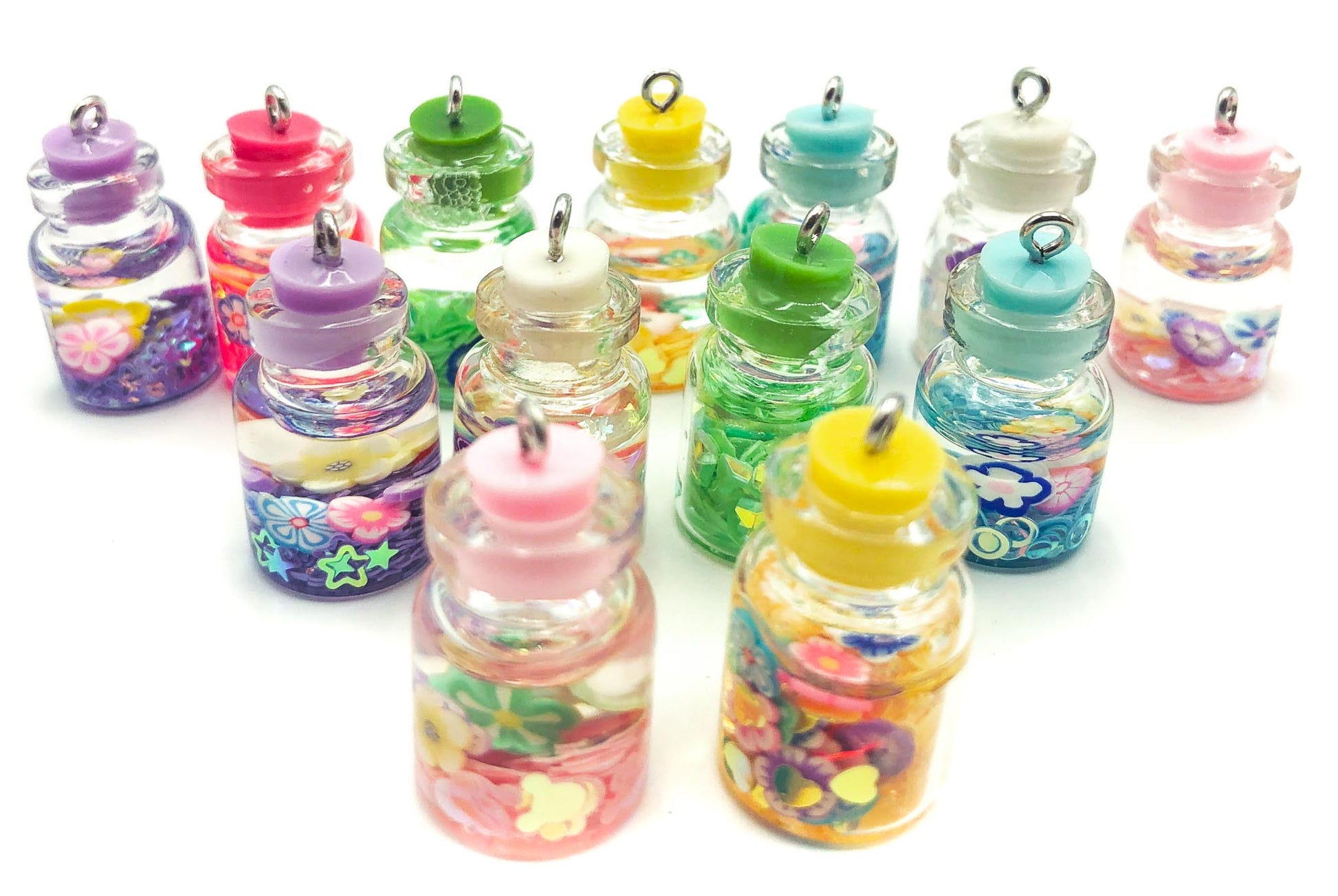 magic bottle glass pendant charm glitter resin flower flowers bottles uk cute kawaii craft supplies large chunky