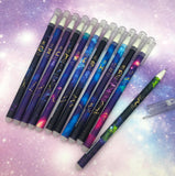 star signs sign stars zodiac pen pens eraser erasable rub out gel black ink fine line fineline uk stationery galaxy