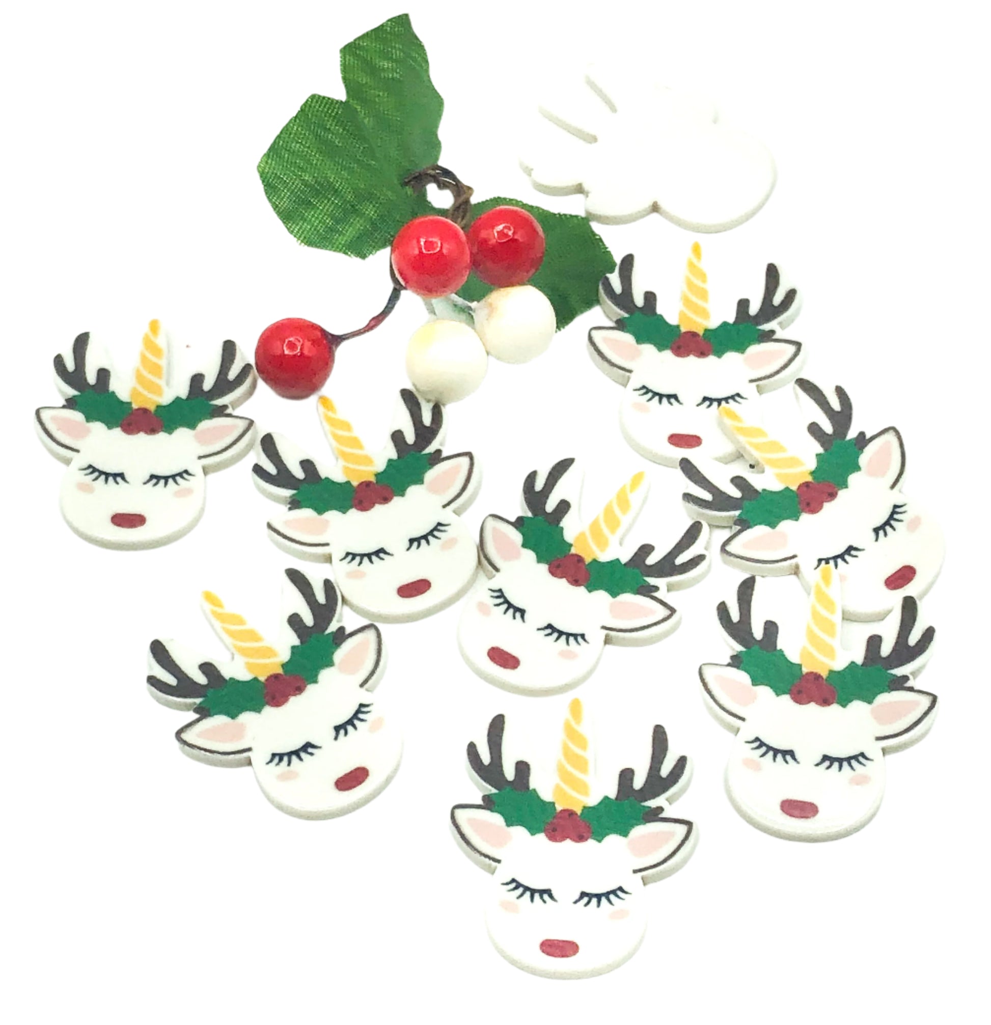 unicorn deer rudolph acrylic fb planar flat back 41mm uk cute kawaii craft supplies resin resins fbs embellishment deers