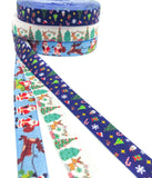 christmas festive blue and white elastic ribbon elastics ribbons fold over foe yard uk craft supplies deer santa father tree