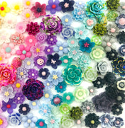 uk resin flower fb flatback flat back backs embellishments bundle craft supplies colour themed flowers resins