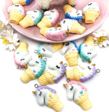 ice cream cone unicorn resin charm kawaii unicorns charms uk cute crafts supplies pastel colours