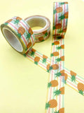 striped stripy candy washi tape roll 5m pineapple pineapples tropical summer stationery cute kawaii uk pink mint yellow fruit