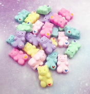 pastel candy colour gummy bear bears fb flat back flatback resin resins uk cute kawaii craft supplies embellishment