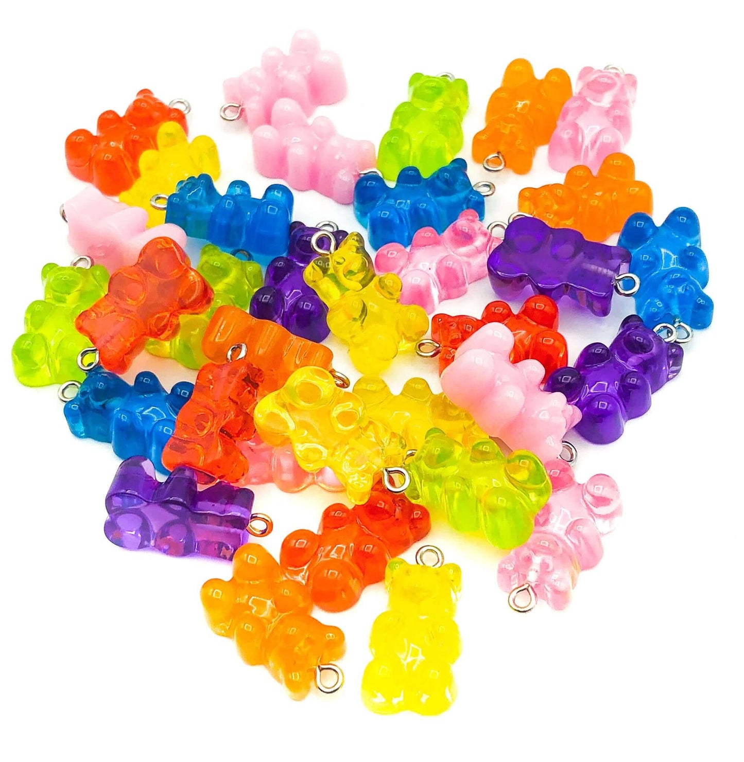 gummy bear sweet candy charm charms resin 24mm chunky larger translucent pink blue lime yellow orange red uk craft supplies bears