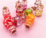 glass bottle bottles charm charms pendant pendants fruit fruits uk cute kawaii craft supplies strawberry pineapple orange kiwi