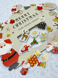 father christmas santa sack gold foil foiled sticker stickers flake flakes pack of 45 mini set 15 festive deer sleigh star presents reindeer bell tree stationery uk cute kawaii