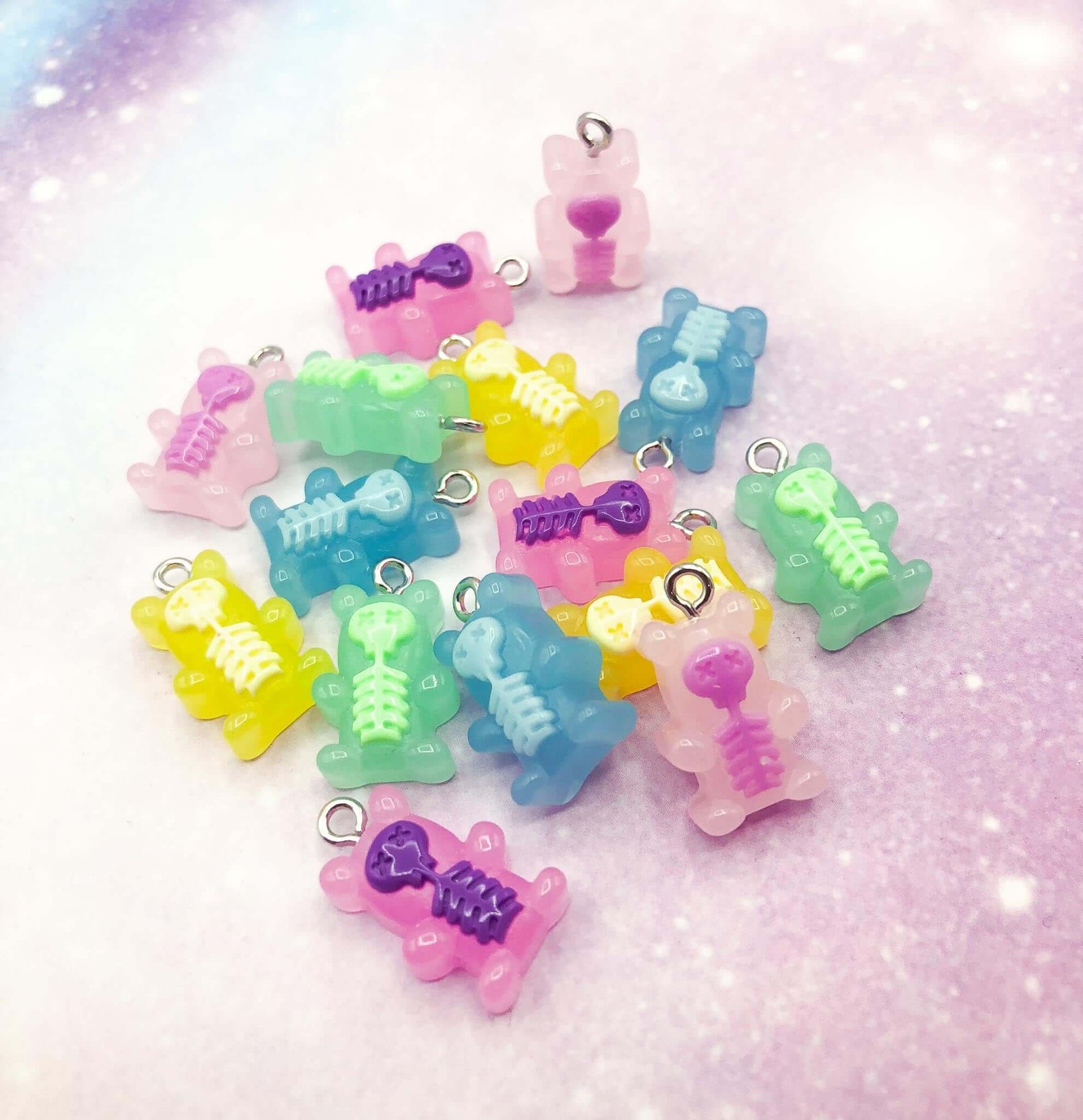 halloween skeleton gummy bear bears uk cute kawaii resin charm charms craft supplies spooky pastel pretty