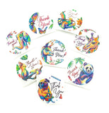 rainbow animal animals 25mm round thank you sticker stickers packing seals uk cute stationery supplies panda elephant pug butterfly