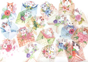 translucent cat sticker flake pack of 40 envelopes floral cats