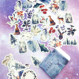 winter snowy wintry sticker stickers flake flakes box mini 45 cute festive christmas planner stationery uk penguin animals fox tree trees snow plants jar