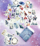 winter snowy wintry sticker stickers flake flakes box mini 45 cute festive christmas planner stationery uk penguin animals fox tree trees snow plants jar