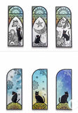 vibrant stainded glass effect plastic clear transparent cat bookmark bookmarks book mark black cats pretty cute kawaii stationery uk gift gifts window magic magical stars moon silhouette