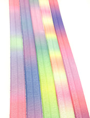 pastel ombre rainbow colours elastic foe fold over elastics ribbon 15mm yard uk cute kawaii craft supplies graduated