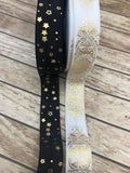 gold foil foiled elastic ribbon fold over elastics star stars black white ornate pattern uk cute kawaii craft supplies