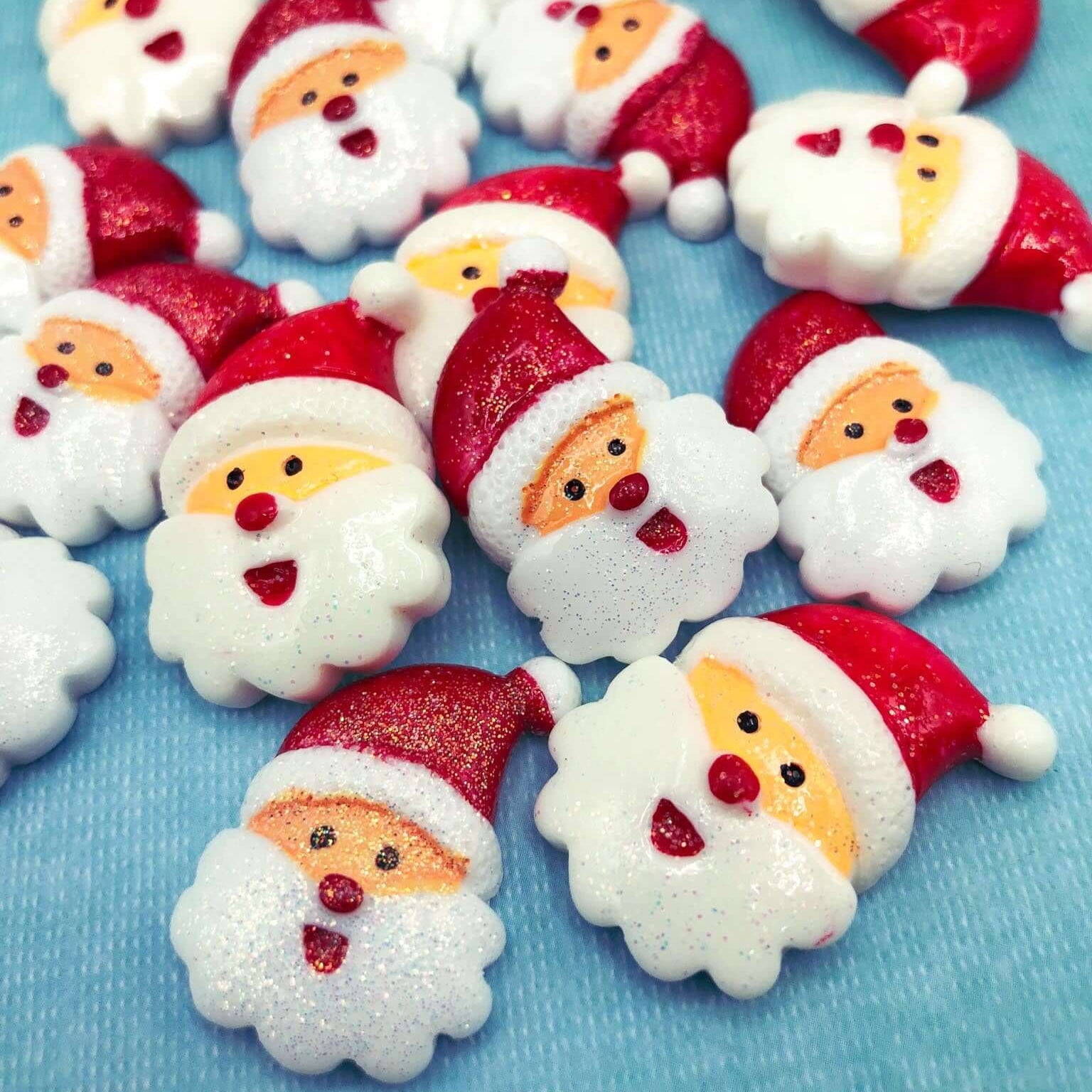 father christmas santa claus resin festive flatback fb flat back embellishment uk craft supplies happy glitter glittery ab 