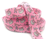 hanging sloth on pink grosgrain 22mm ribbon kawaii ribbons yard