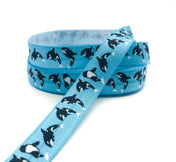 blue dolphin dolphins elastic fold over elastics foe ribbon stretch yard uk cute kawaii craft supplies 15mm