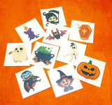 halloween temporary tattoo tattoos kids kid childs toy gift gifts uk set 10 ghost pumpkin witch vampire bat skeleton