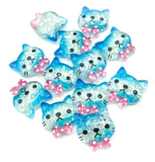 blue glitter glitter cat cats resin sparkly pink bow fb flatback flat back backs embellishments resins uk craft supplies cute kawaii