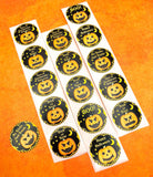 halloween pumpkin sticker stickers 25mm round small packaging sticker black orange boo trick or treat happy spooktacular uk stationery