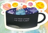 bunny rabbit rabbits space planets cute teacup postcard post card cards uk kawaii stationery store pretty animal animals
