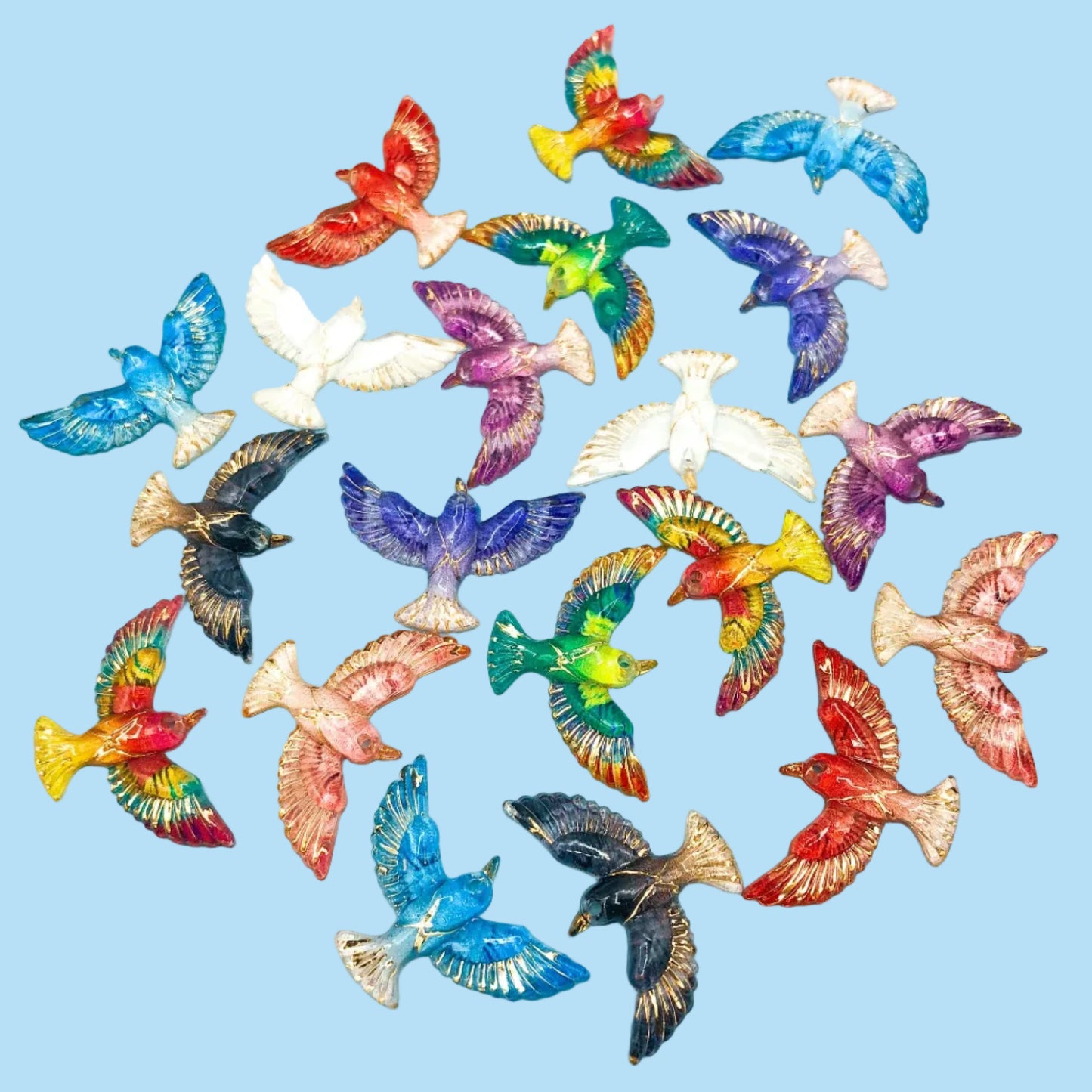 SMALLER BEAUTIFUL BIRD Gold Detail Acrylic FB 29mm BUNDLE OF 4