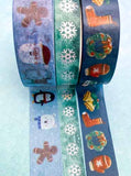 christmas festive pretty cute kawaii washi tape roll rolls 10m stationery addict polar bear rudolph snowflakes uk stocking blue teal ombre silver