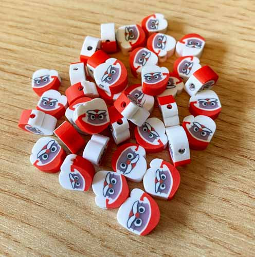 Santa Polymer Clay Beads x 4