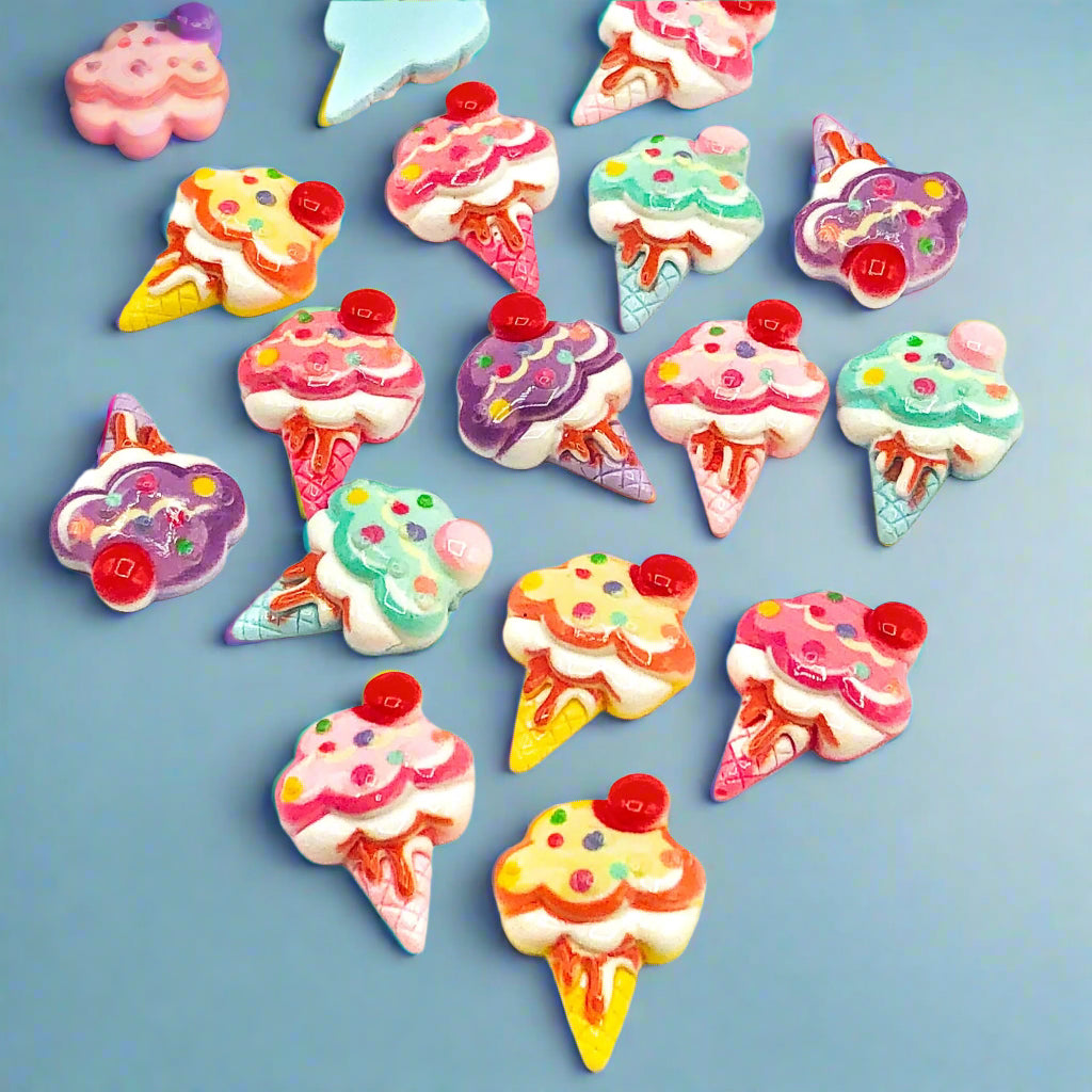 ice cream creams ice-cream resin fb flat back fbs fb uk craft supplies kawaii craft materials