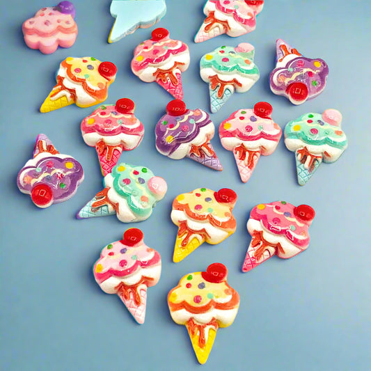 ice cream creams ice-cream resin fb flat back fbs fb uk craft supplies kawaii craft materials