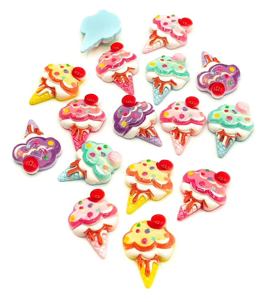 Ice Cream Resin Flat Backs Set 5 – The Kawaii Squirrel