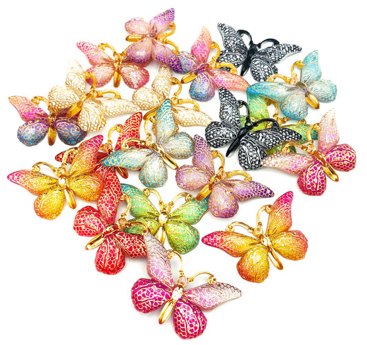 butterfly butterflies acrylic gold sparkly resin flatback fb flat backs uk cute kawaii craft supplies fbs glitter insect embellishment foiled metallic big cabochon decoden