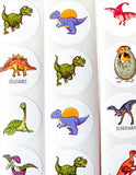cute dino dinosaur dinosaurs round sticker stickers set of 18 small fun kids gift gifts uk stationery t-rex egg children stocking fillers