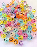 round smiley face faces happy smiling bead beads acrylic glitter glittery cute kawaii uk craft supplies 10mm small bracelet jewellery making pack
