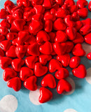 glossy shiny red heart hearts bead beads set of 20 bundle pretty acrylic plastic vibrant uk cute kawaii craft supplies beading jewellery shop store uk valentine love ruby scarlet