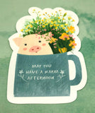 pink pig piggy  in mug cute teacup postcard post card cards uk kawaii stationery store pretty animal animals