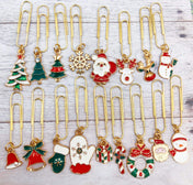 gold tone metal christmas festive planner paper clip clips metal enamel charm charms uk gifts planning accessory santa tree snowman snowflake rudolph christmas accessories gifts
