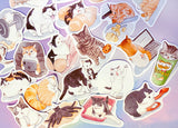 cute kawaii cat cats kitten kitty laptop large matte sticker stickers uk stationery pack packs black white ginger funny sweet decorative