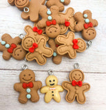 gingerbread man men resin charm charms bow brown resins uk craft supplies christmas festive ginger bread