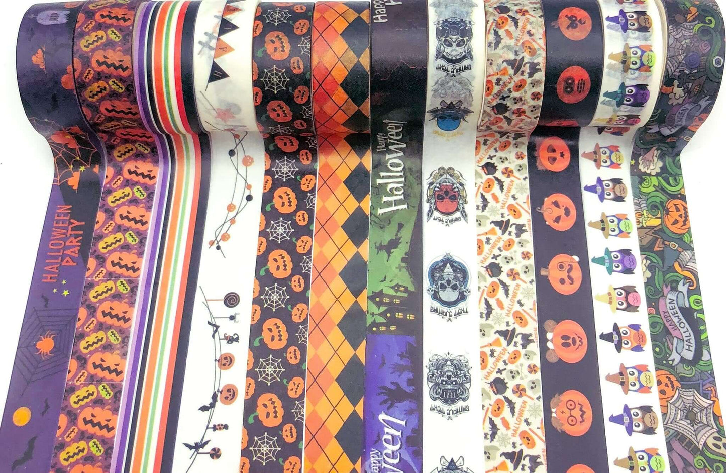 halloween spooky uk washi tape tapes pumpkin witch bats skull orange black purple yellow stationery planner planning