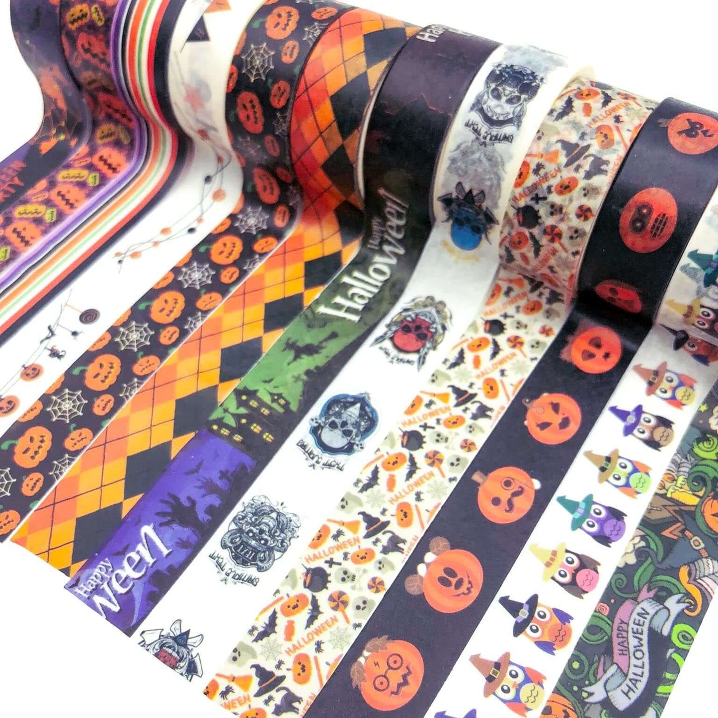 halloween spooky uk washi tape tapes pumpkin witch bats skull orange black purple yellow stationery planner planning
